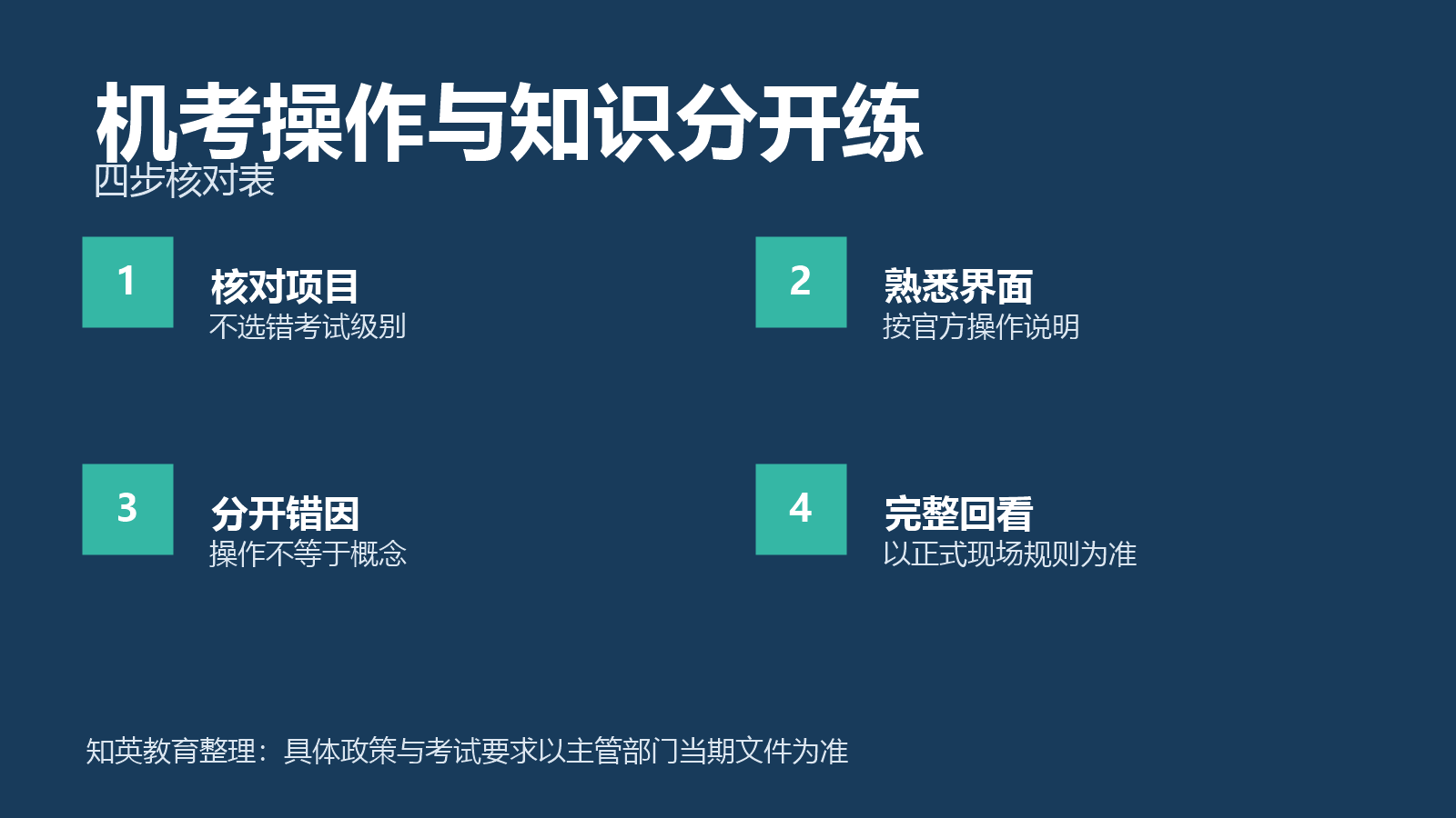 机考操作与知识分开练四项对照信息图