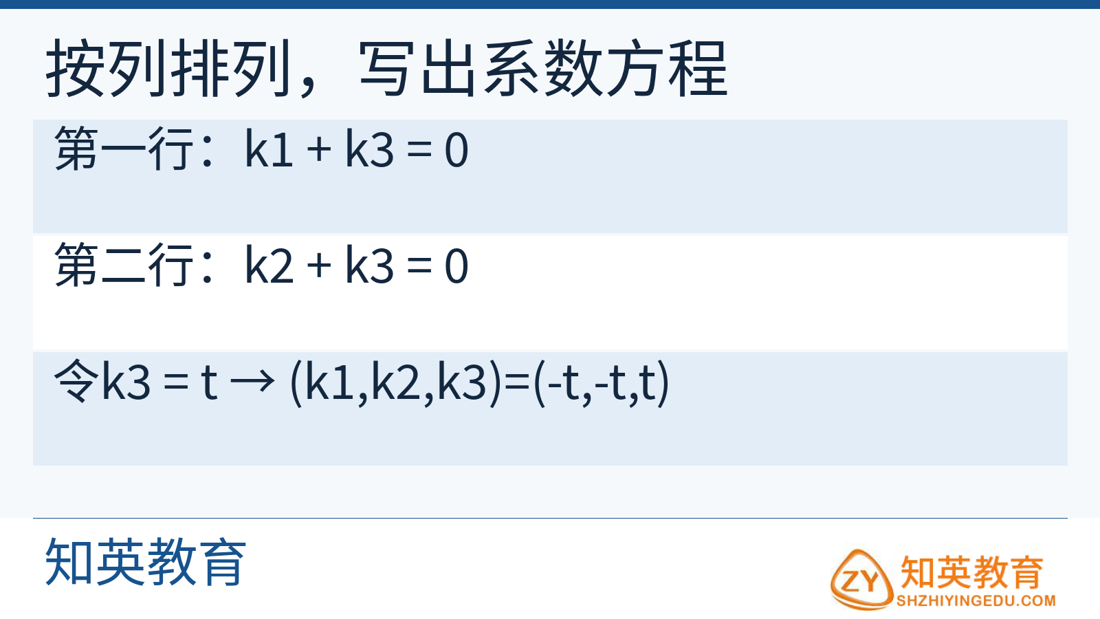 按列排列向量后得到带自由变量的组合系数方程